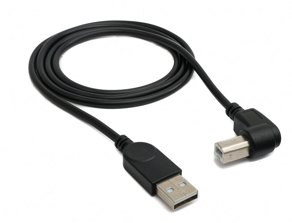 USB 2.0 Kabel 100 cm Typ B Stecker zu A Stecker Winkel in Schwarz | System-S