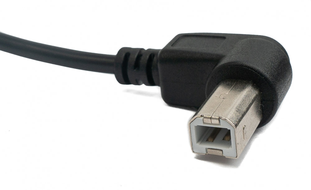 USB 2.0 Kabel 100 cm Typ B Stecker zu A Stecker Winkel in Schwarz | System-S