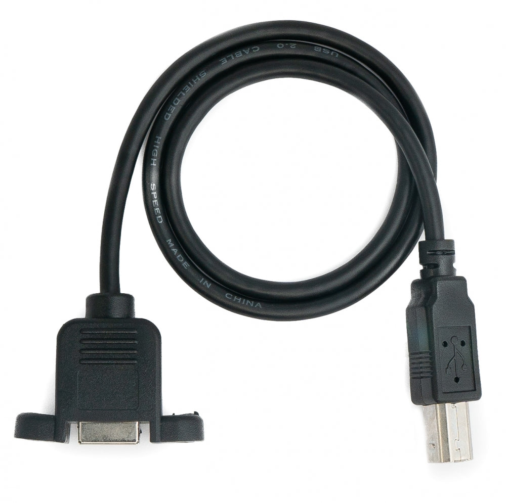 USB 2.0 Kabel 50 cm Typ B Stecker zu Buchse Schraube in Schwarz | System-S