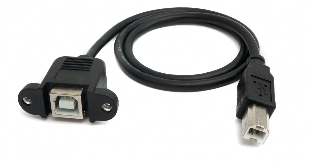 USB 2.0 Kabel 50 cm Typ B Stecker zu Buchse Schraube in Schwarz | System-S