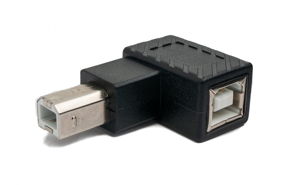 USB 2.0 Adapter Typ B Stecker zu Buchse Winkel Kabel in Schwarz | System-S