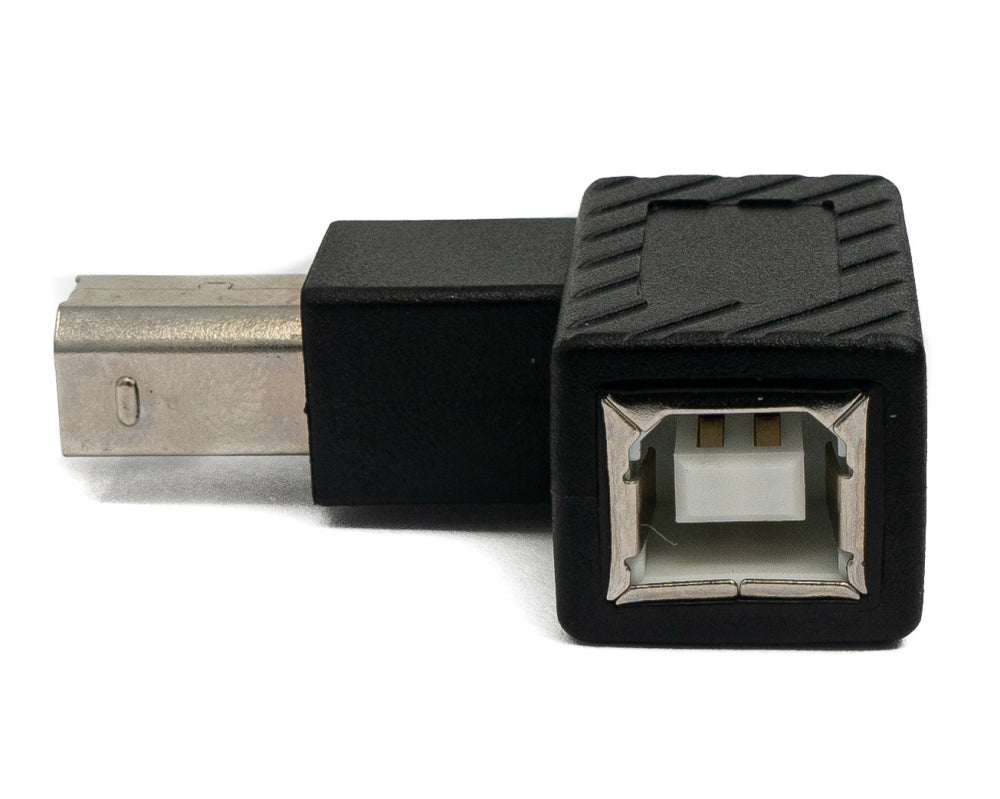 USB 2.0 Adapter Typ B Stecker zu Buchse Winkel Kabel in Schwarz | System-S