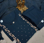 Handwork at Neck gotta Patti Pearl Dola Silk Kurta Dupatta Bottom Set