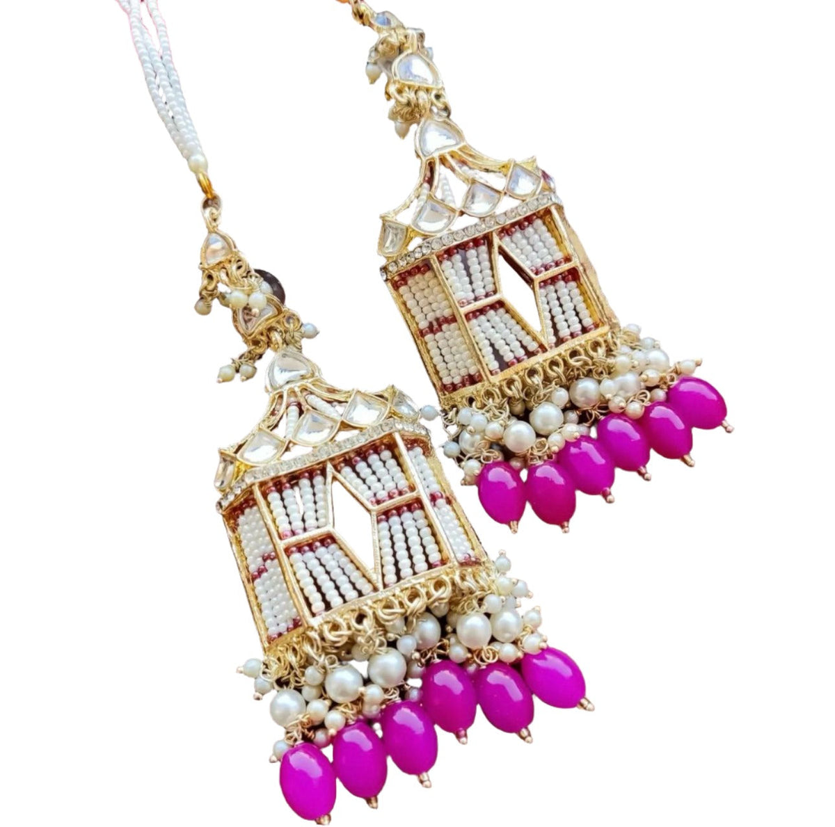 Earrings with Sahara Chain with Doli Kundan