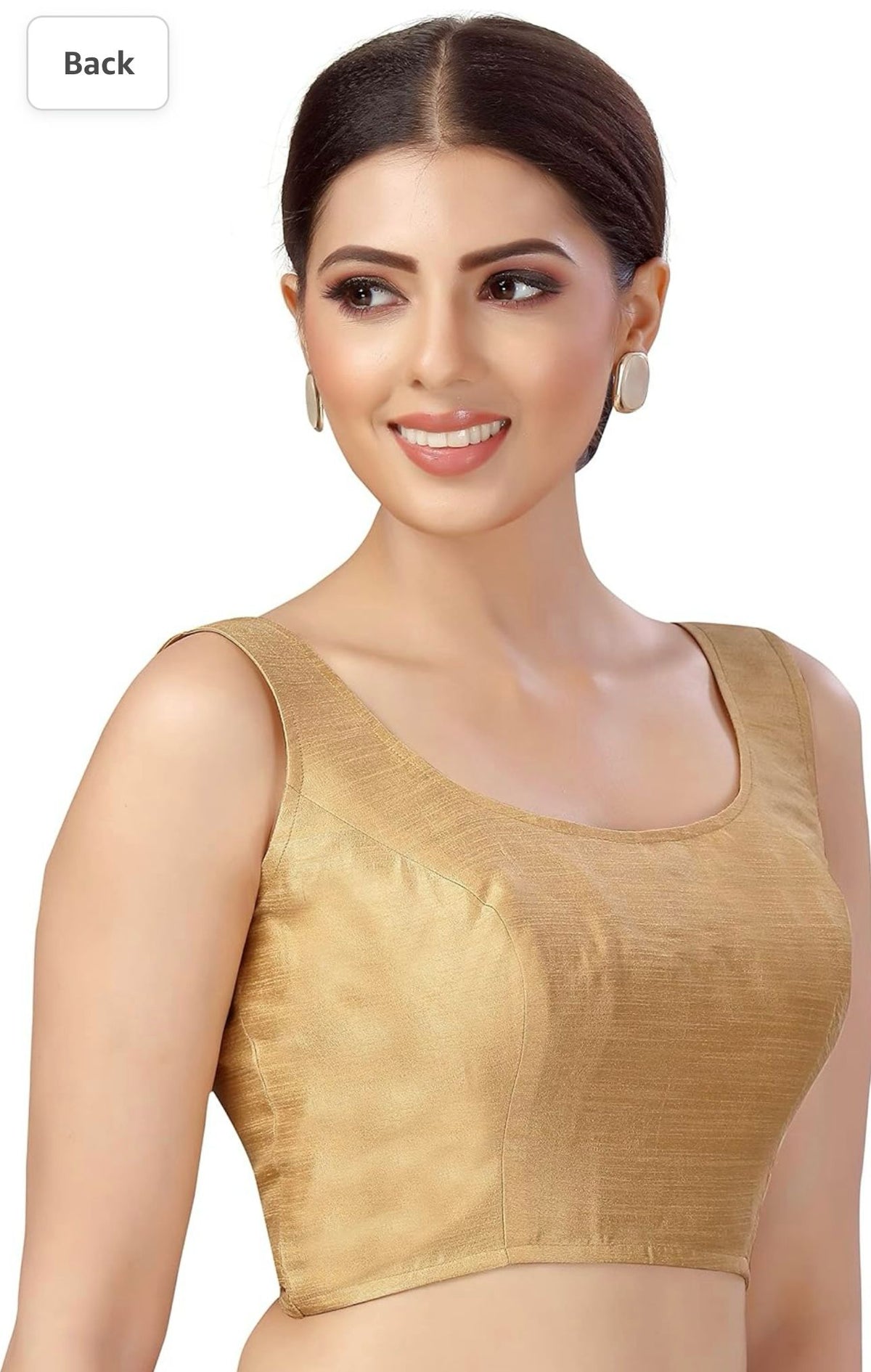 Women's Readymade Art Silk Sleeveless Saree Blouse(Golden)