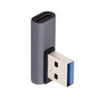 USB 3.1 Gen 2 Adapter Typ C Buchse zu 3.0 Typ A Stecker Winkel Kabel in Grau | System-S