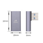 USB 3.0 Gen 2 Adapter Typ A Buchse zu Stecker Winkel Kabel in Grau | System-S