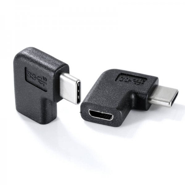 USB 3.1 Adapter Typ C Stecker zu 2.0 Micro B Buchse Winkel Kabel in Schwarz | System-S