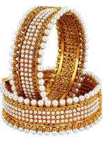 Jewellery Traditional Gold Plated Pearl Studded Bracelet Bangles Set for Girls and Women(Size-2.4 and 2.6)