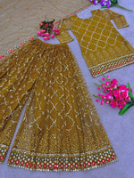 Party Wear Look Top-Palazzo and Dupatta With Heavy Embroidery Work Suit