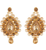 Jewelry Pearl Embedded Multi Layered Kundan Work Necklace Set with Maang Tiks for Women and Girls