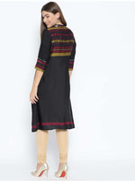 Women Black & Pink Yoke Design A-Line Kurta