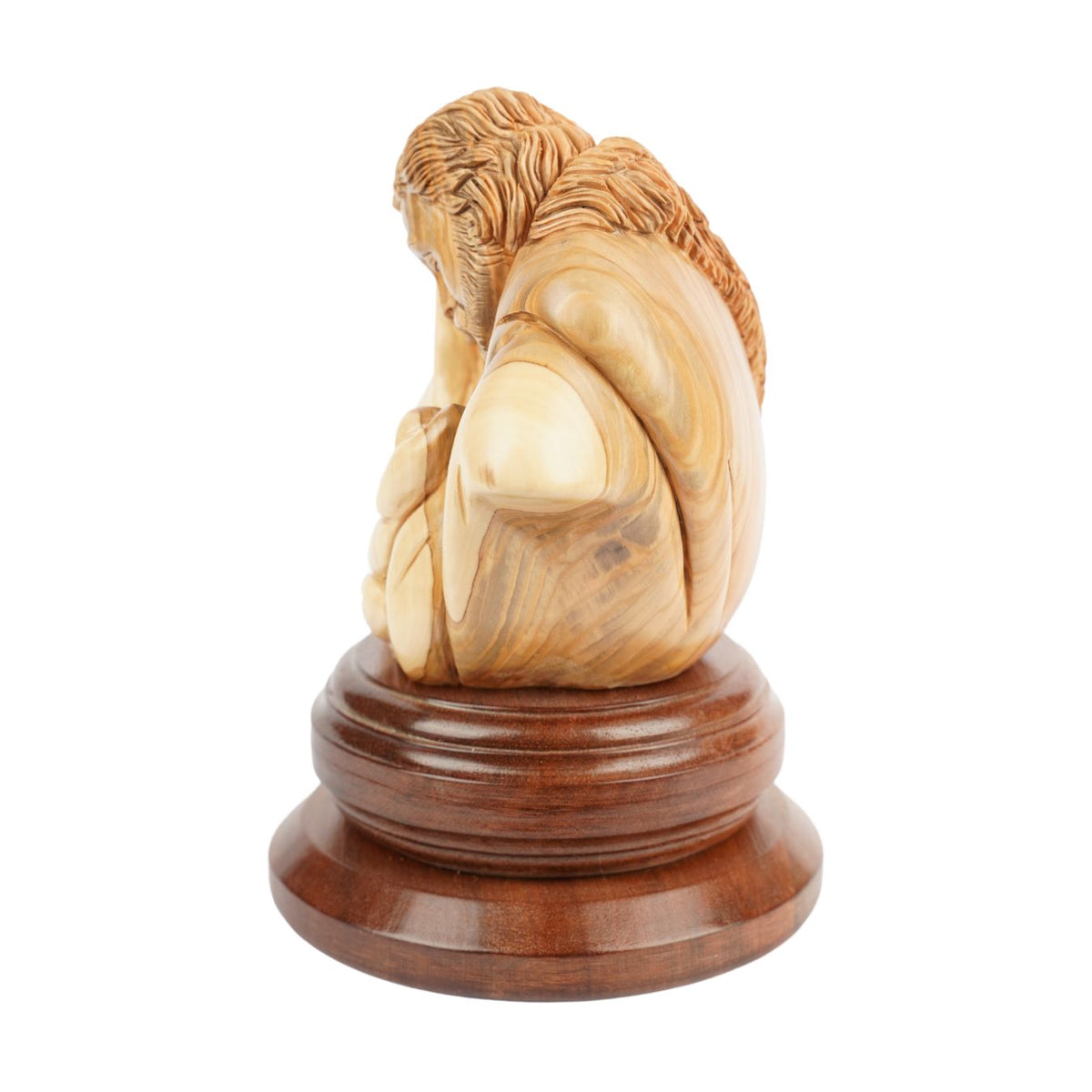 Heilige Familie im Kreis der Liebe – Handgeschnitzte Olivenholzskulptur aus Bethlehem (21 cm)