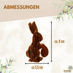 Osterhase mit Ei aus Olivenholz mit Rinde | Liebevolle Tischdeko & Osterdeko für Frühling und Ostern