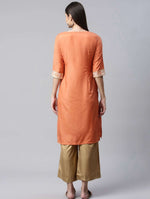 Women Orange & Beige Ethnic Motifs Printed Kurta Namma Markt