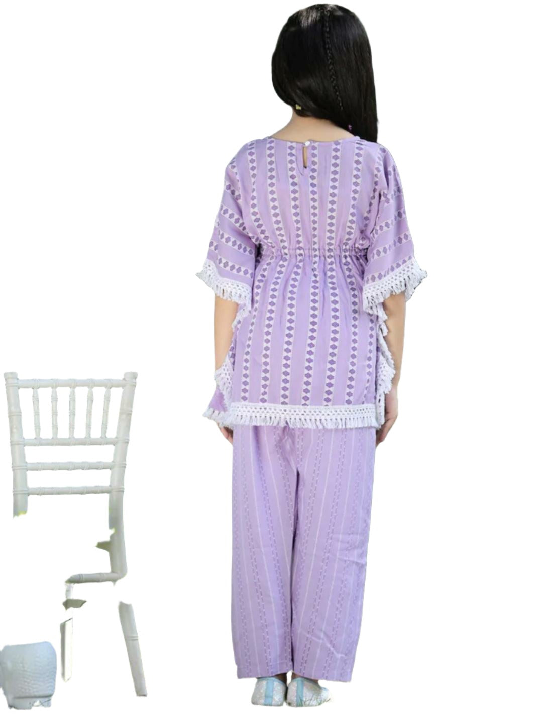 Kaftan Kurta with Palazzos for Girls Printed Round Neck