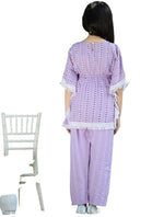 Kaftan Kurta with Palazzos for Girls Printed Round Neck