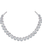 Women's Silver Plated American Diamond Necklace/Jewellery Set with Earrings