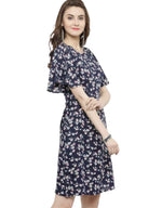 Women Blue Printed A-Line Dress