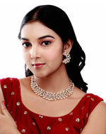 Austrian Diamond Rose Gold Choker Necklace With Earring