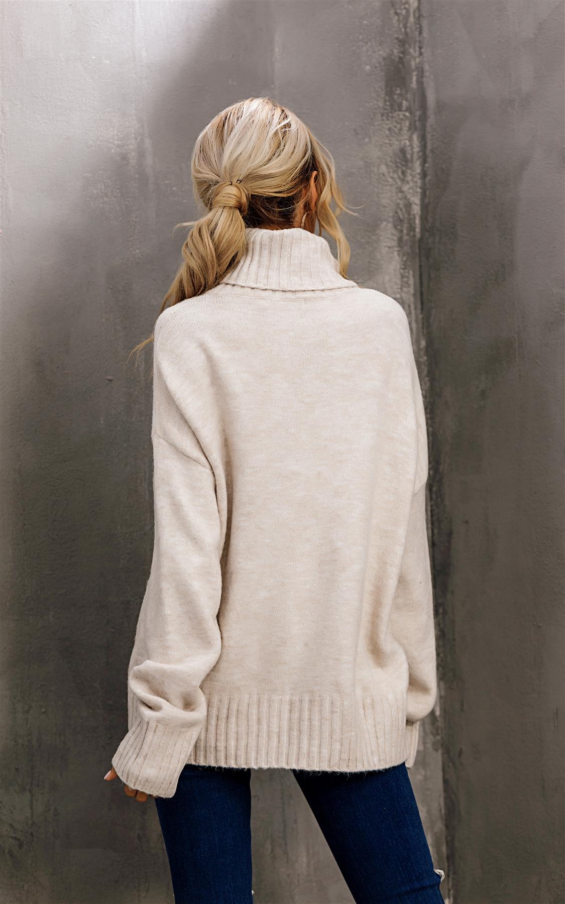 Jumper Top With High Neck In Cream