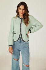 Pocket Knit Cardigan In Grey Green