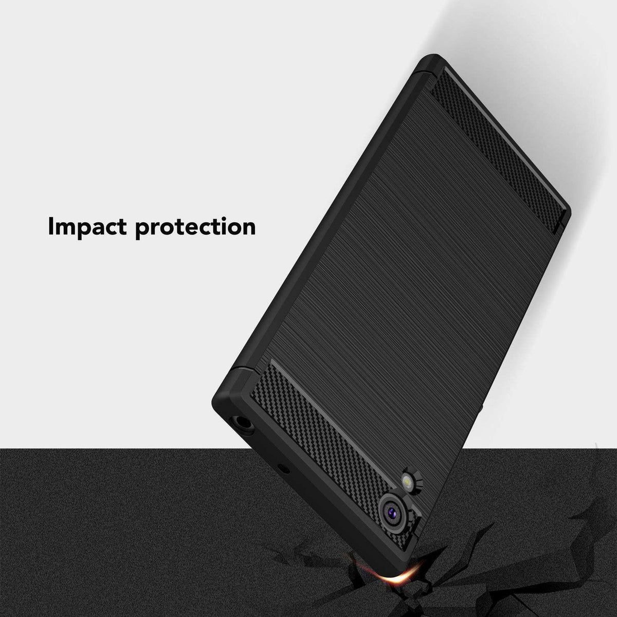 NALIA Silikonhülle für Sony Xperia XA1 – Rutschfest & Matt – VORTEX (Gebürstete Optik & Carbon Design) – Marke aus Berlin Namma Markt