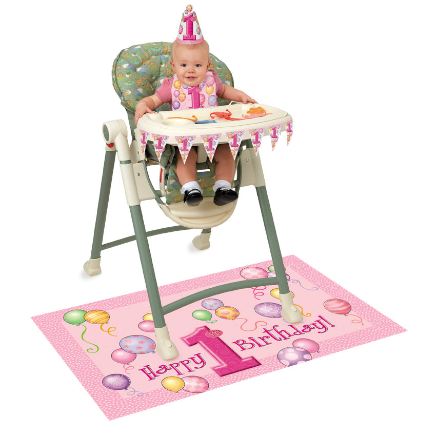 Hochstuhl Deko-Kit Happy Birthday 1st Pink