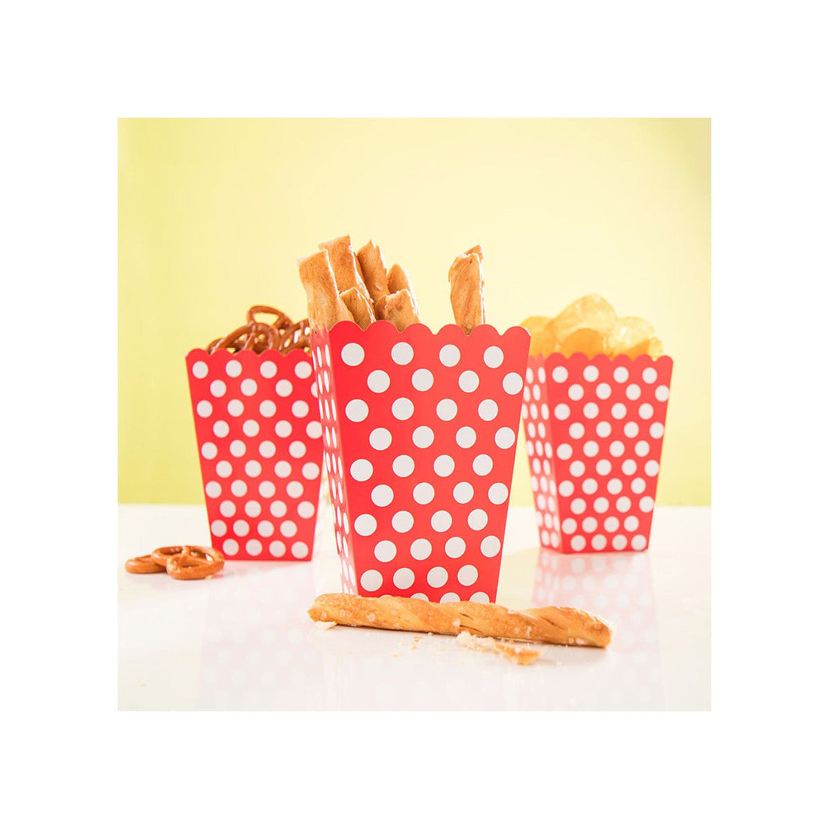 Snackbox Dots 8Stk./9x14cm Rot