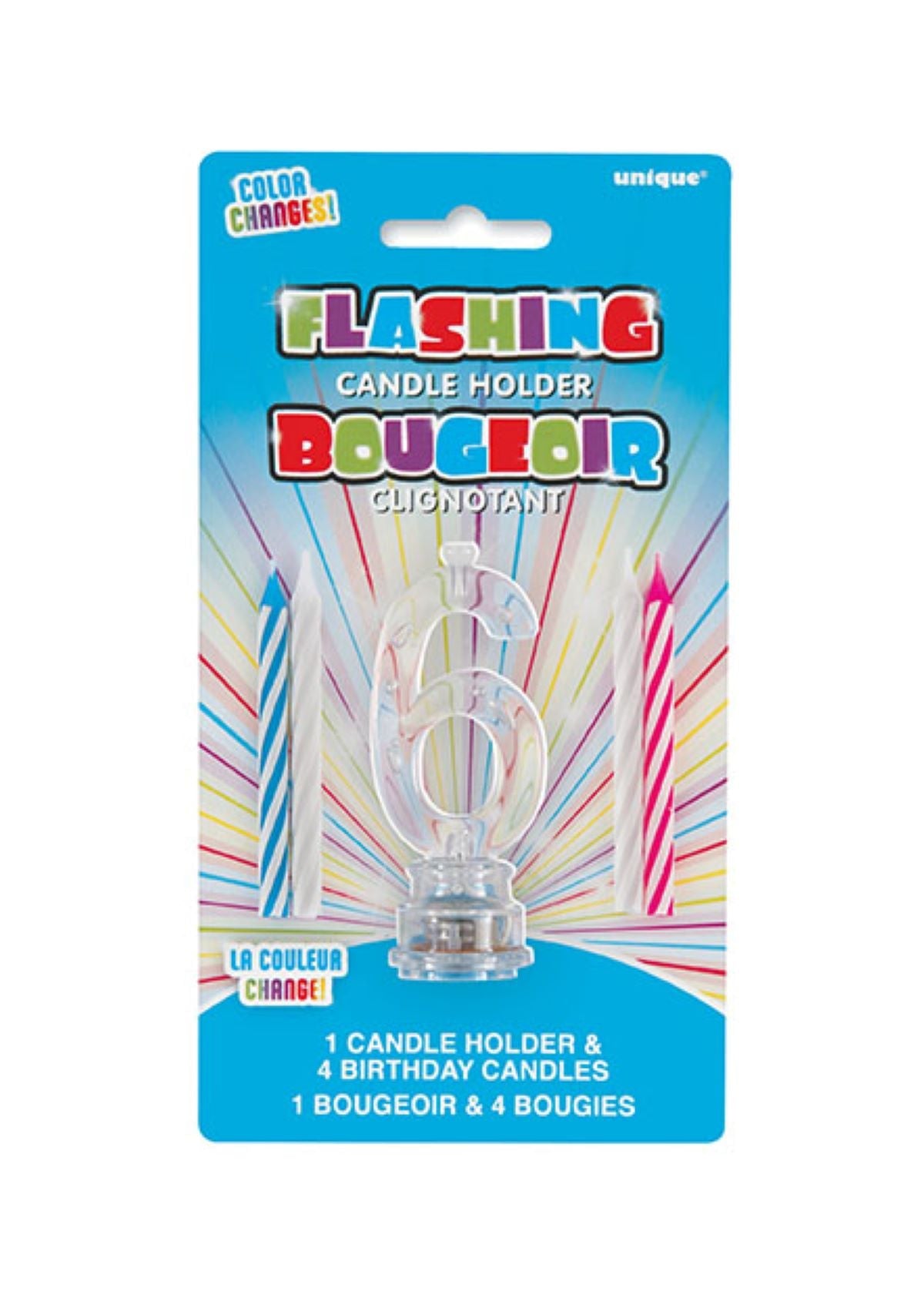 Kerze LED blinkend & 4 Kerzen, Ziffer 6