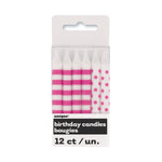 Kerzen Dots&Stripes 12Stk PINK