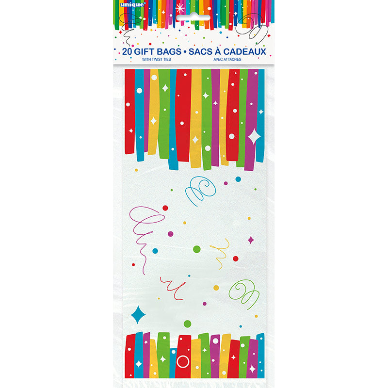 Geschenktüte Cello 12x28cm/20St. Rainbow Ribbon