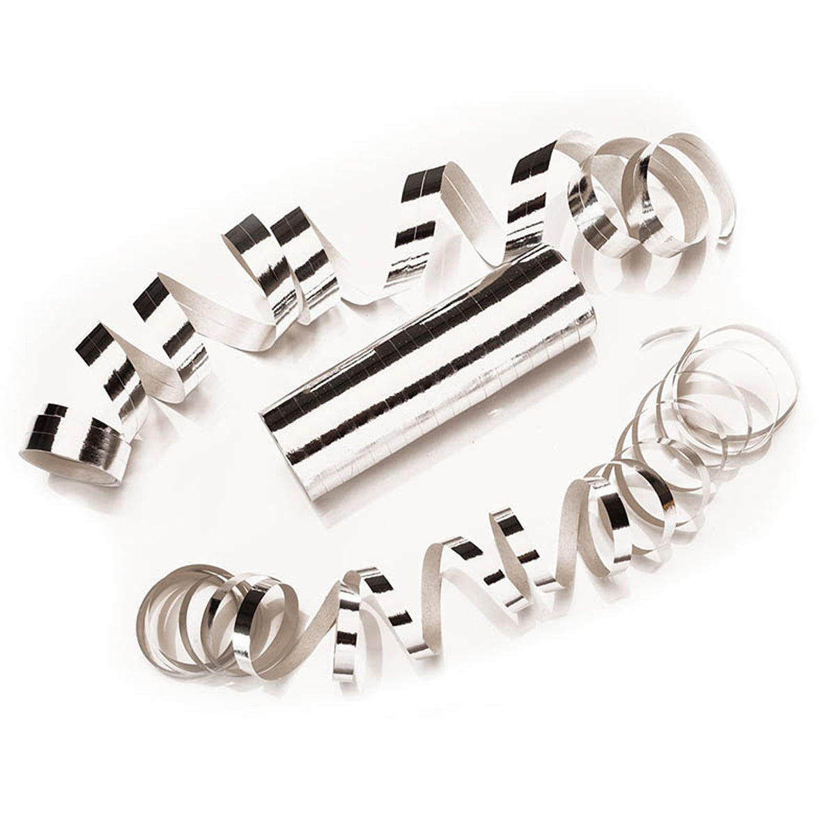 Luftschlangen "Metallic" 4m / 3 Rollen | Silber