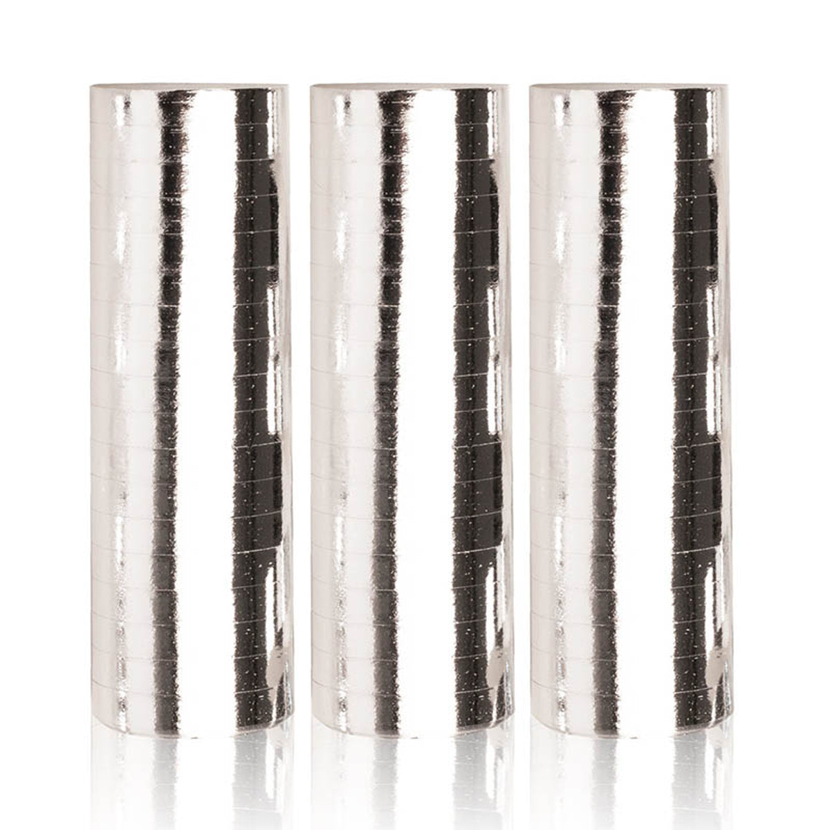 Luftschlangen "Metallic" 4m / 3 Rollen | Silber