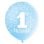 Luftballon 1st Birthday Rundumdruck Blau 5St./33cm