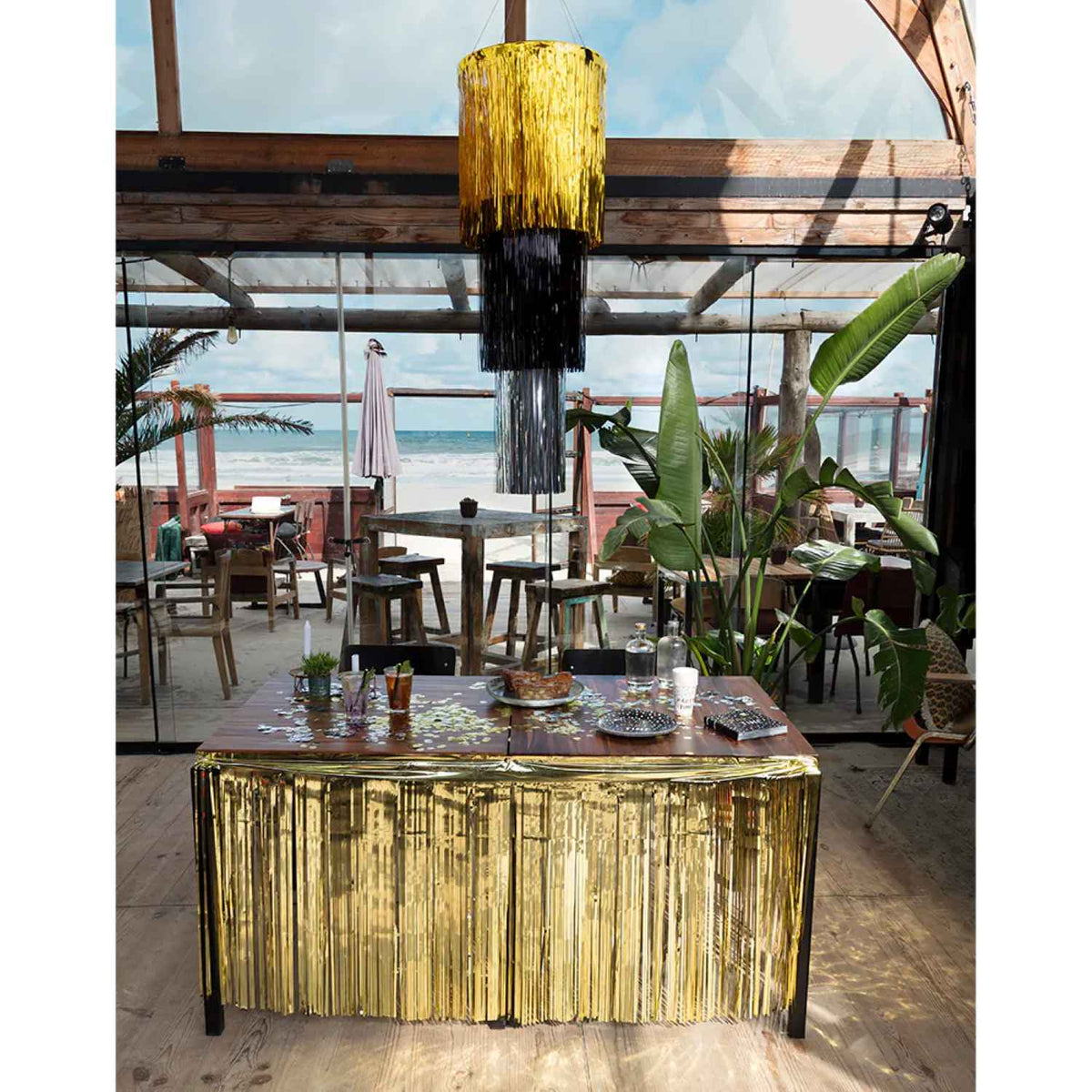 "PartyTime" Kronleuchter Metallic 110 cm | Gold Schwarz