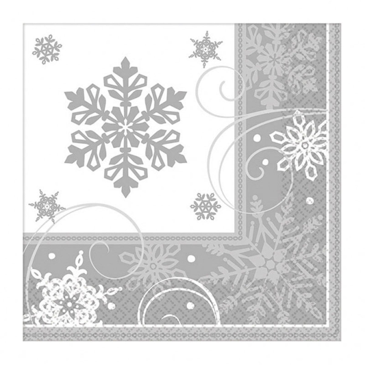 Servietten Schneeflocken Sparkling | 16 Stück, 33 x 33 cm