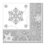 Servietten Schneeflocken Sparkling | 16 Stück, 33 x 33 cm