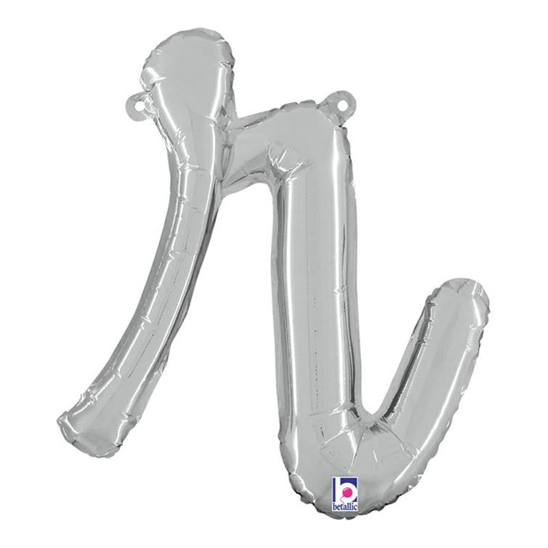 14"/Ø36cm Folienballon Buchstabe Skript Silber | R