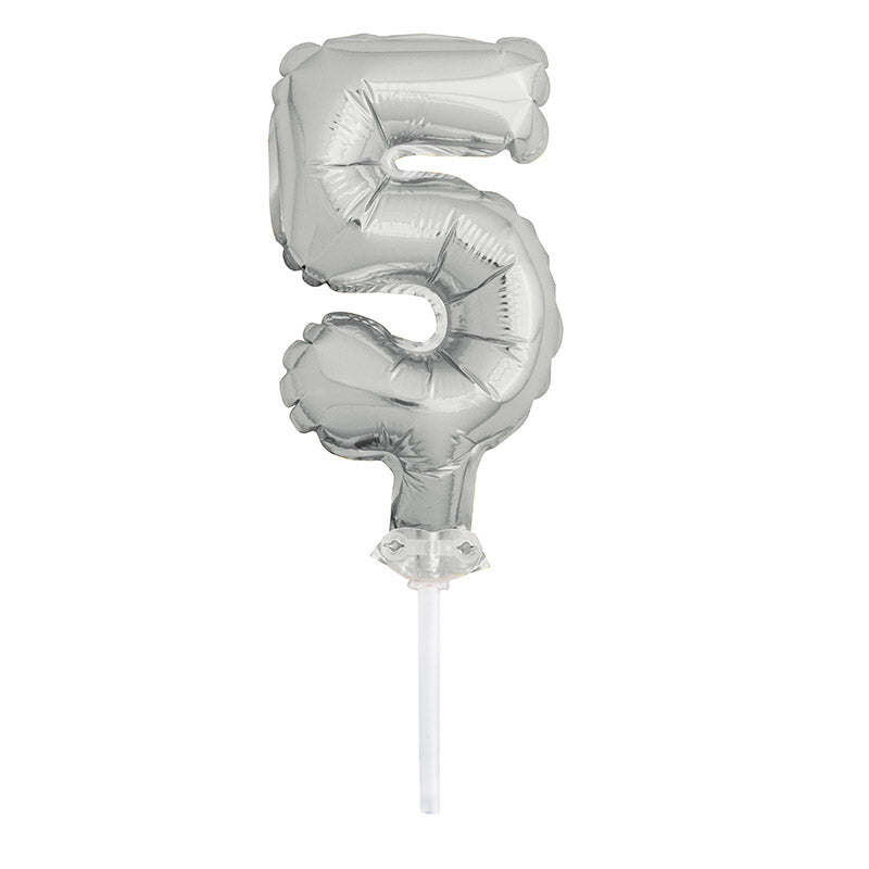 Tortendeko Ballonzahl, ca.13cm #5 Silber