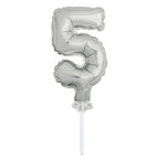 Tortendeko Ballonzahl, ca.13cm #5 Silber