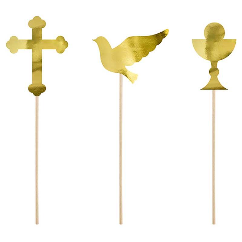 Tortendeko "Kommunion" 31,5cm/6Stk. | Gold