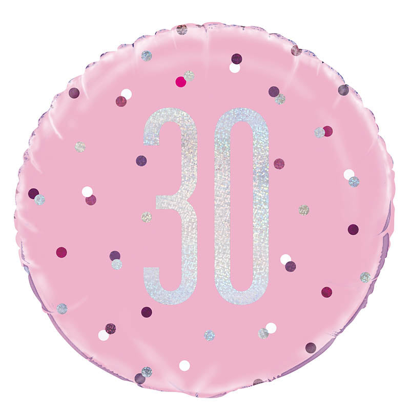 ABC18 Folienballon "Glitz #30" | Ø 45 cm Pink