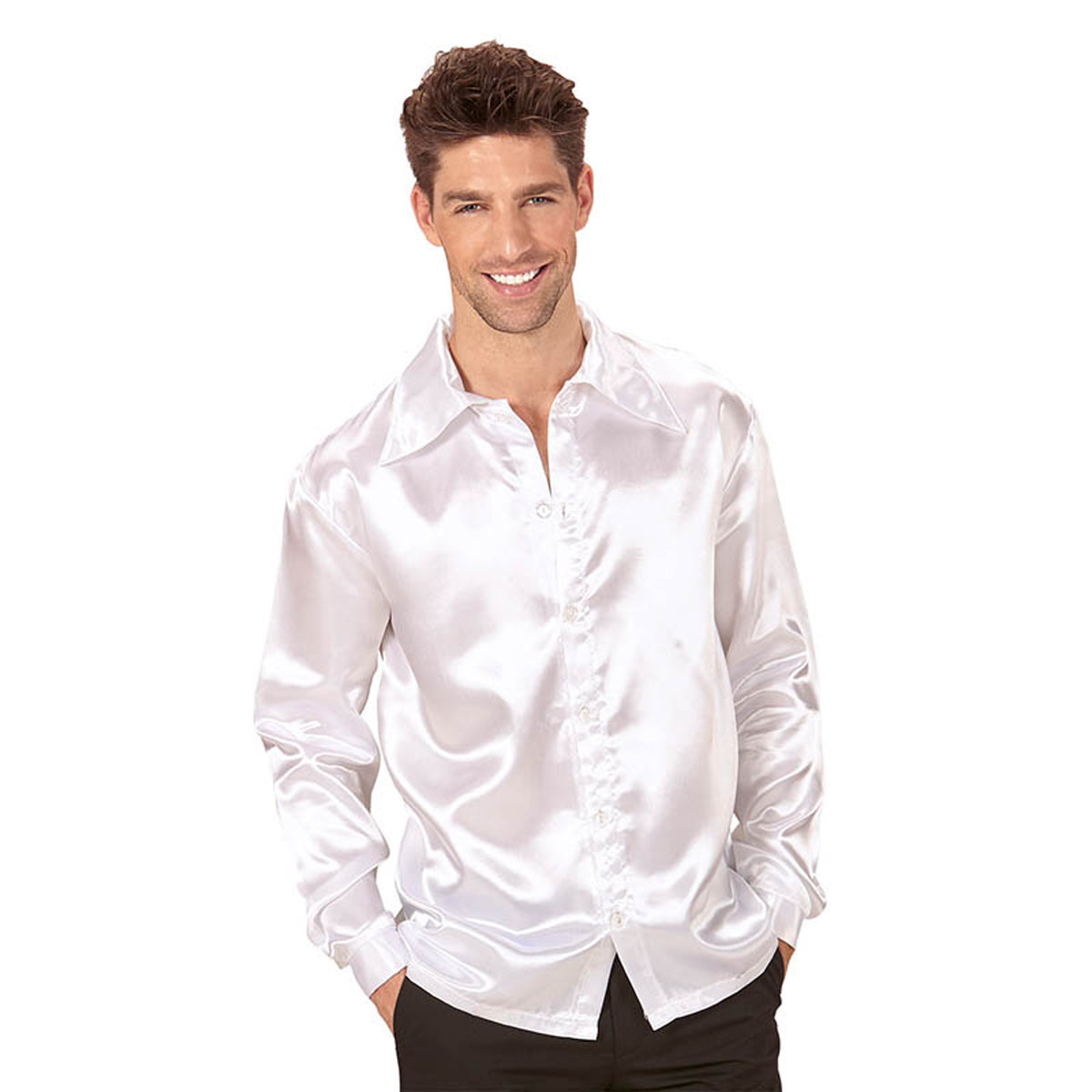 Kostüm Hemd Satin Weiß