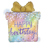 Shape Folienballon "Happy Birthday Geschenk Opal ca.68 cm