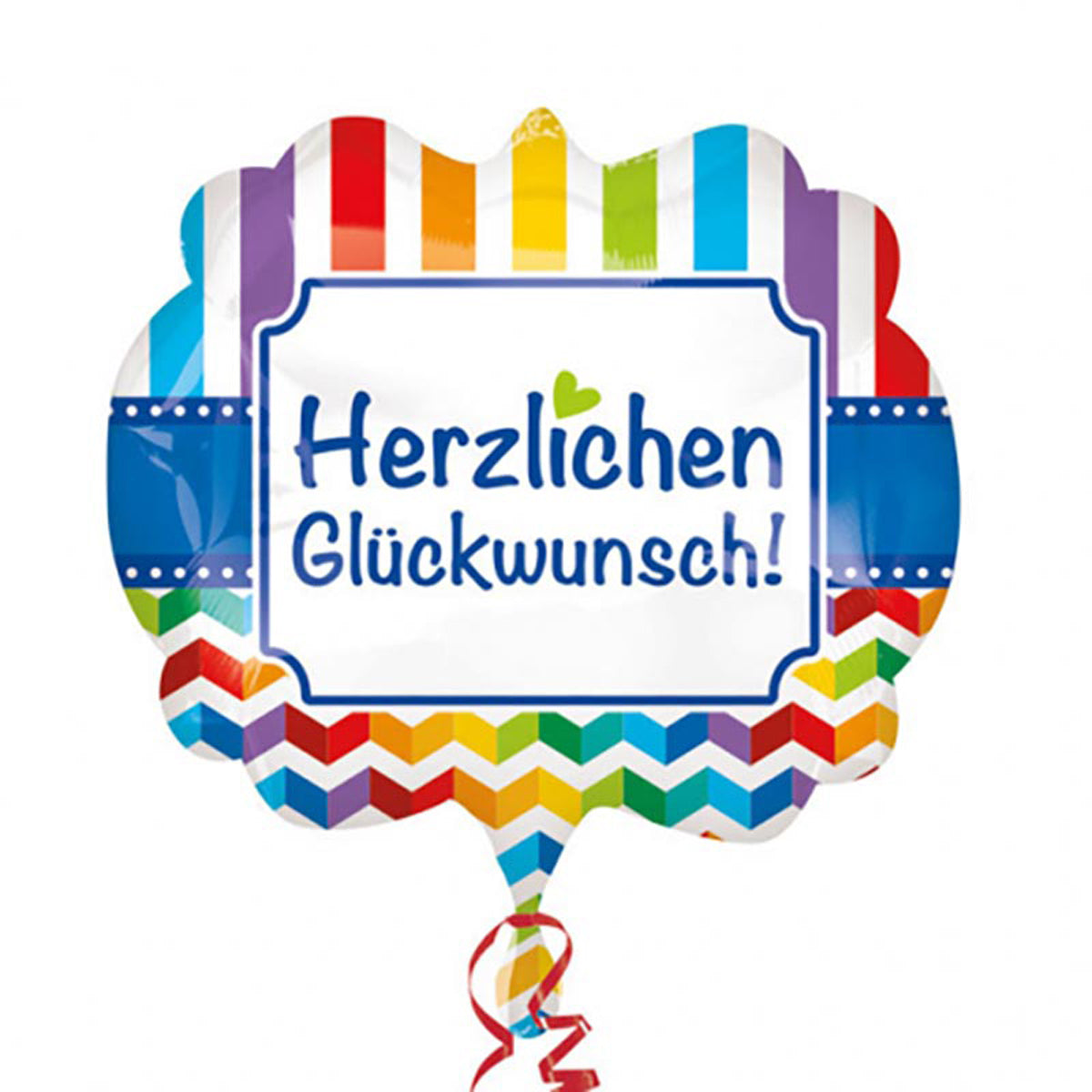 Folienballon Herzlichen Glückwunsch Stripes | 63 x 55 cm