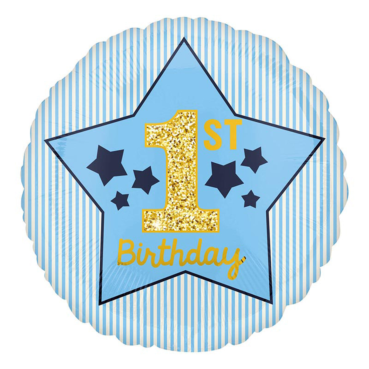 18"/Ø45cm Folienballon "1st Birthday Boy" | Blau/Gold