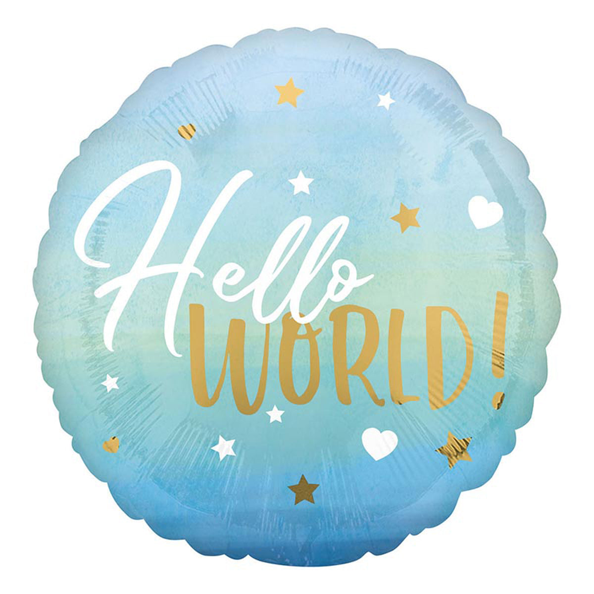 18"/Ø45cm Folienballon "Hello World" Boy | Blau