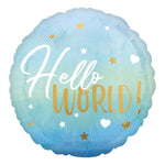 18"/Ø45cm Folienballon "Hello World" Boy | Blau
