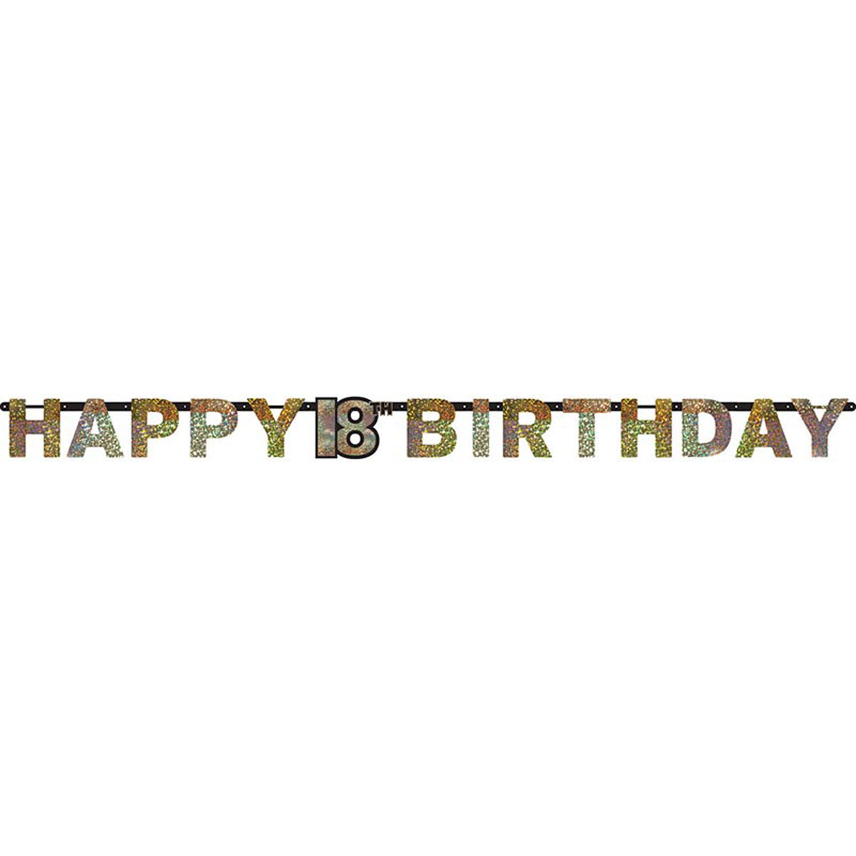 Buchstabengirlande Happy Birthday 18. Geburtstag | 213 cm, Gold